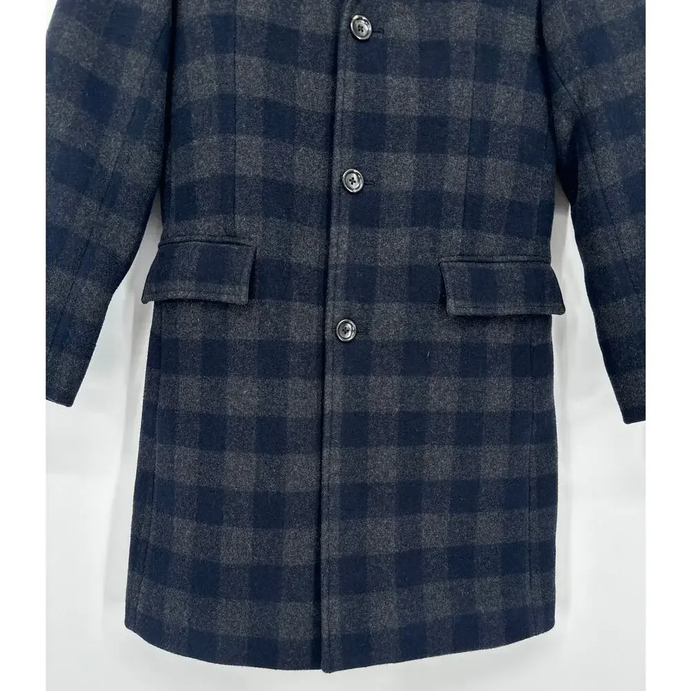 J. Crew Ludlow Topcoat Wool Blend Plaid Check Overcoat Jacket Quilted Coat, 36S